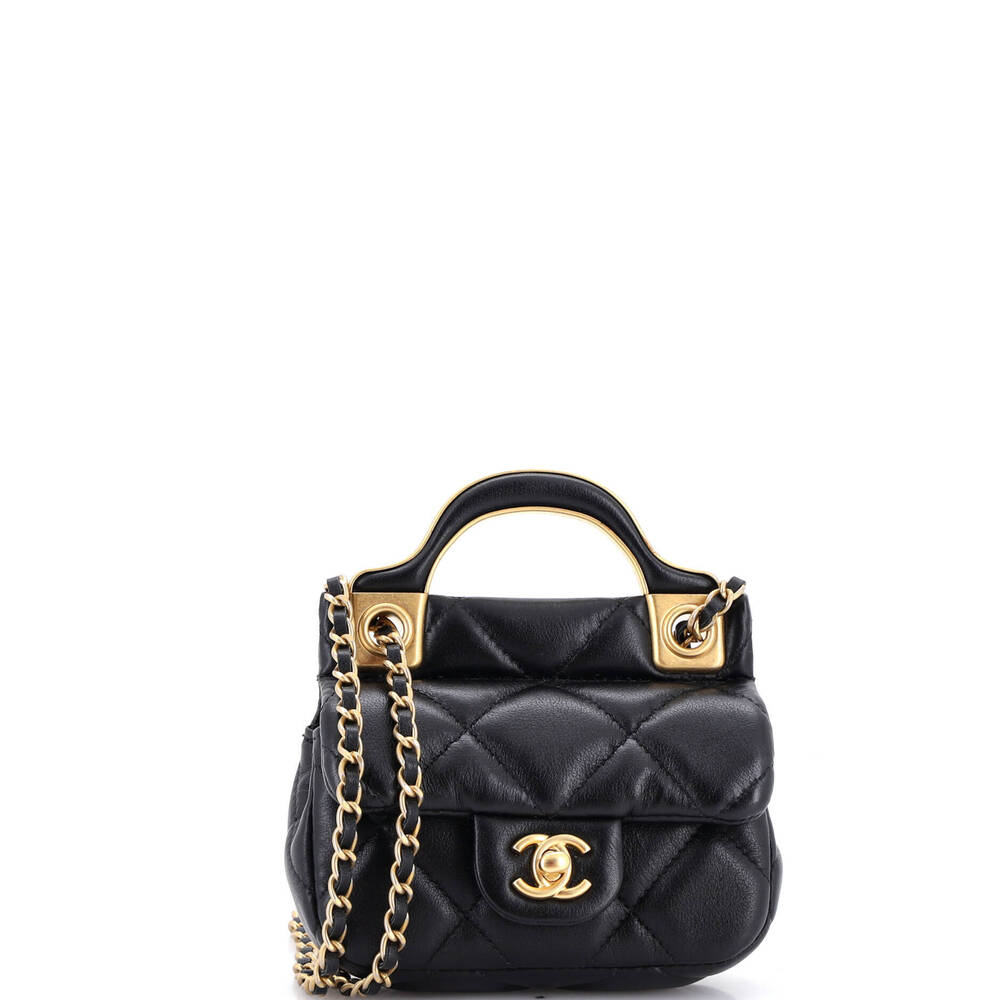 Chanel Lady Handle Flap Card Holder on Chain Quilted Calfskin